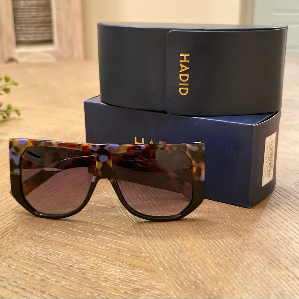 NWT HADID EYEWEAR Frequent Flyer ClubMasters, Black & Tortoise Mob Wife Style - Picture 12 of 12